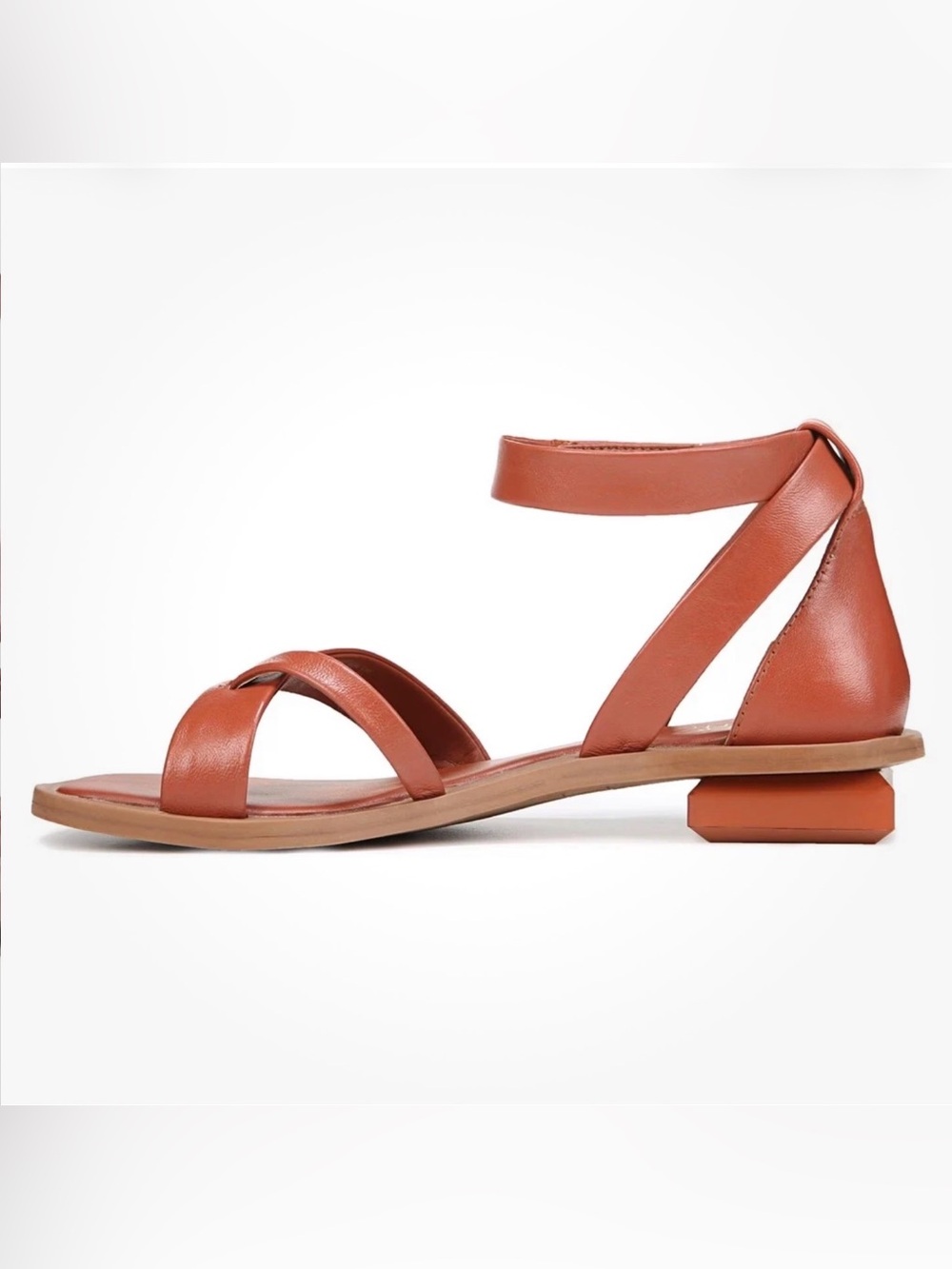 Franco Sarto Art Heel Terracotta Leather Ankle-Strap Sandal 8.5